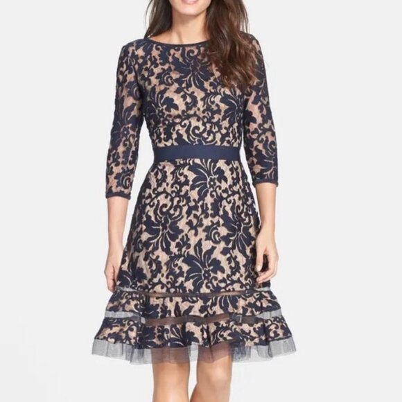 Tadashi Shoji Dresses & Skirts - Tadashi Shoji Kennedy Embroidered Lace Dress Navy Sz 12 NWT